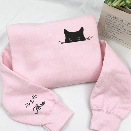 Cat Sweatshirt Cute Cat Sweatshirt Black Cat Shirt Cat Peeking Sweatsh