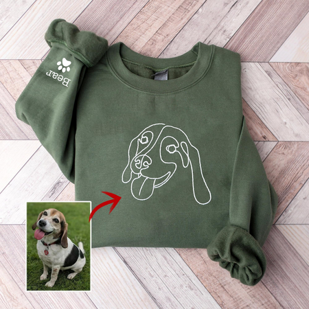 Custom Embroidered Dog Sweatshirt Personalised one line Pet Sweatshir